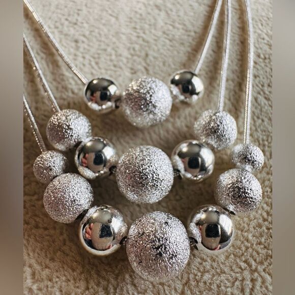 925 Sterling Silver Beaded Necklace & Earrings Set – Timeless Elegance - Picture 12 of 15